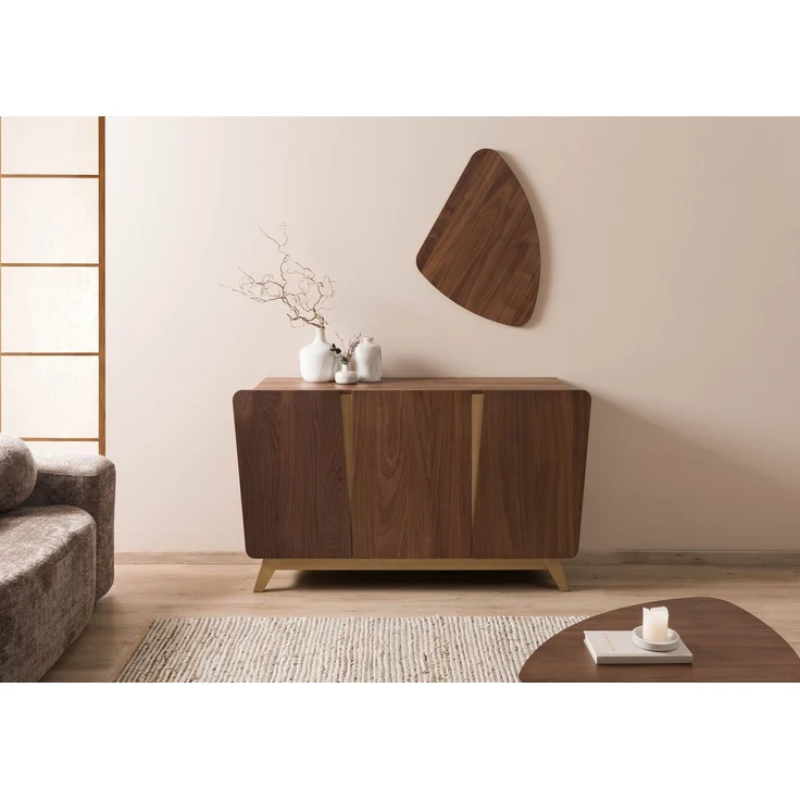 Sideboard Nussbaum-Echtholzfurnier 150 x 45 x 85 braun lackiert BUTTERFLY #108 – Bild 9