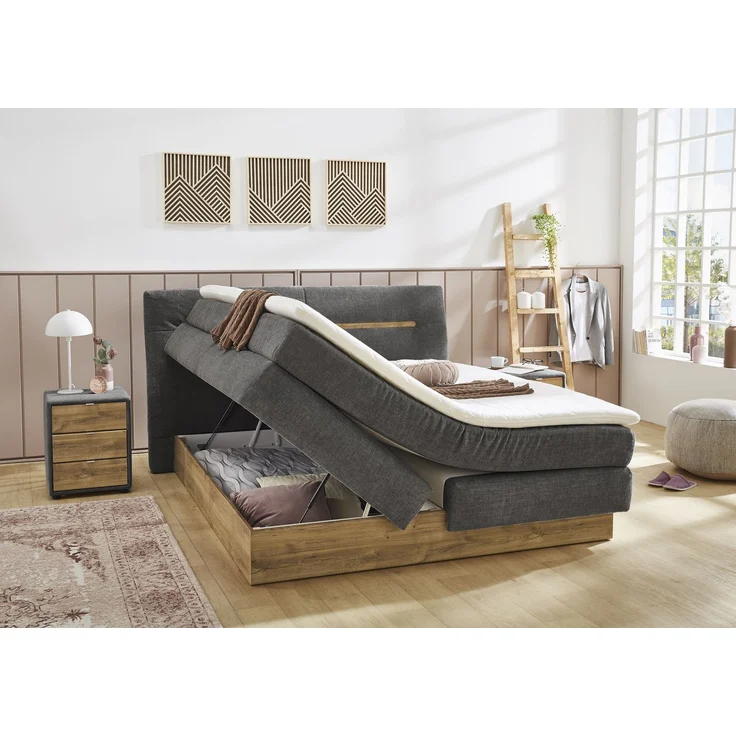 Jockenhöfer 'Nika Max' Boxspringbett, 180x200 cm, Chenille Dunkelgrau – Bild 3
