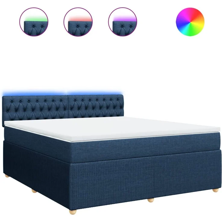 vidaXL Boxspringbett mit Matratze Blau 180x200 cm Stoff 3289848 – Bild 2