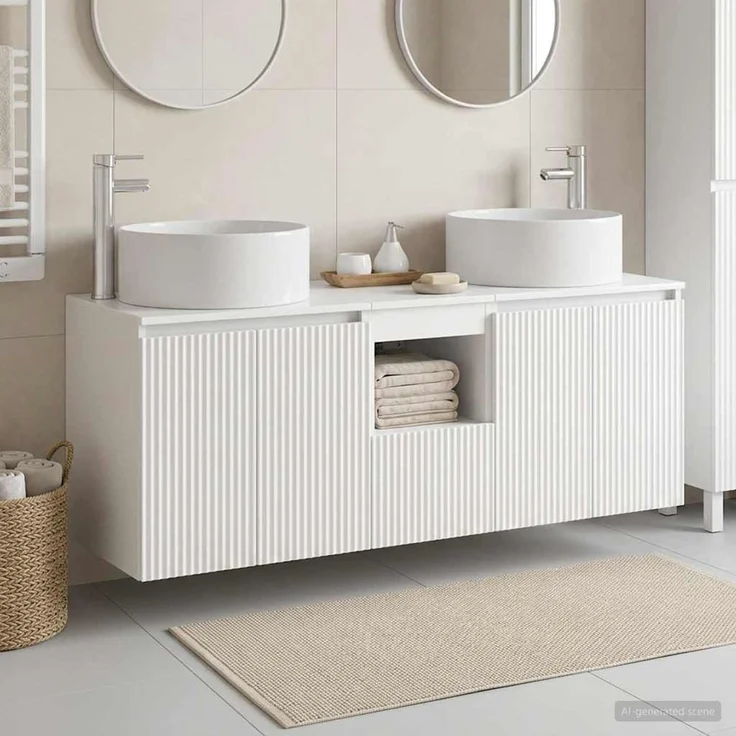 vidaXL Badezimmerschrank-Set 3 stk. Hochglanz Weiß 129 x 44,5 x 80 cm 3405741 – Bild 1