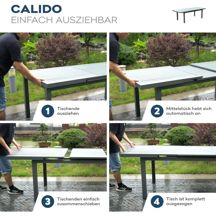 HOME DELUXE Garten-Sitzgruppe CALIDO MADERA inklusive ausziehbarer Gartentisch & 4 Stühlen – Bild 5