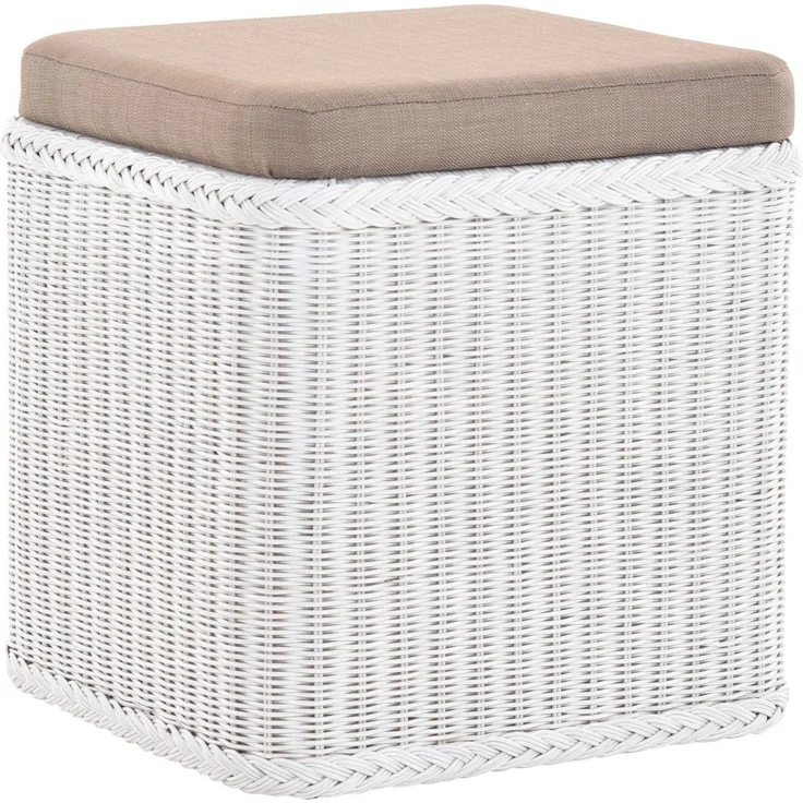 Krines Home Sitztruhe Rattan Wäschekorb Quadratisch Wäschetruhe Sitz gepolstert Flur-Bank, Aufbewahrungsbox mit Deckel Bad-Hocker Sitzhocker Wäschesammler – Bild 1