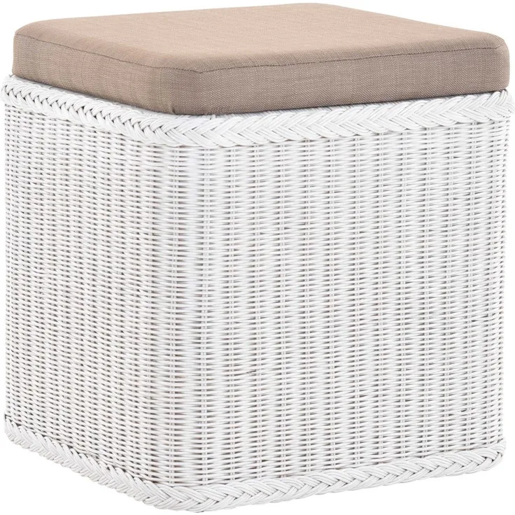 Krines Home Sitztruhe Rattan Wäschekorb Quadratisch Wäschetruhe Sitz gepolstert Flur-Bank, Aufbewahrungsbox mit Deckel Bad-Hocker Sitzhocker Wäschesammler