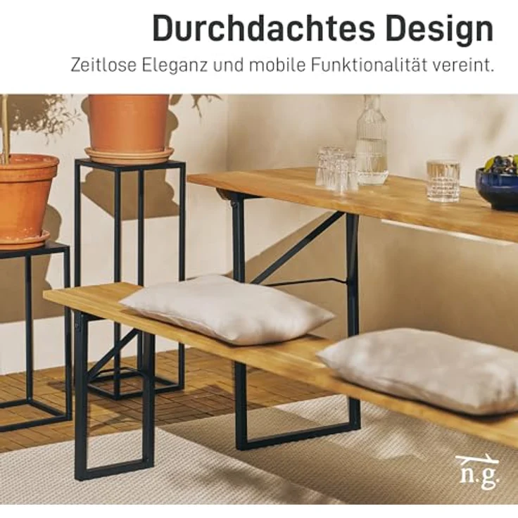 Natural Goods Berlin Bierzeltgarnitur RECHTECK, DIY, klappbares Tischgestell, Bankgestell, Festzeltgarnitur, rostfrei – Bild 6