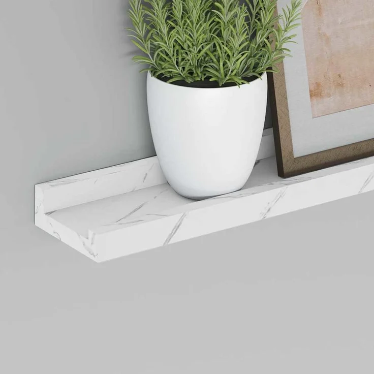 2er-Set Wandregale, Hängeregale Weiß Marmor 60 x 9 x 3 cm Holzwerkstoff de5771 – Bild 5