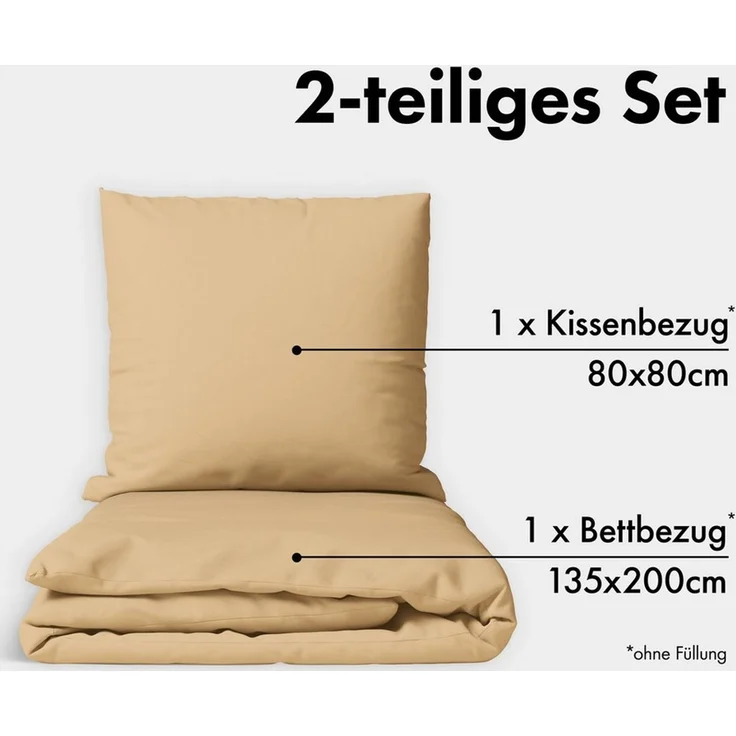 Jacobson Bettwäsche Set - 100% Baumwolle, Perkal, 2 teilig, Erhältlich in den Größen 135x200, 155x220, 200x200, 200x220, 240x220