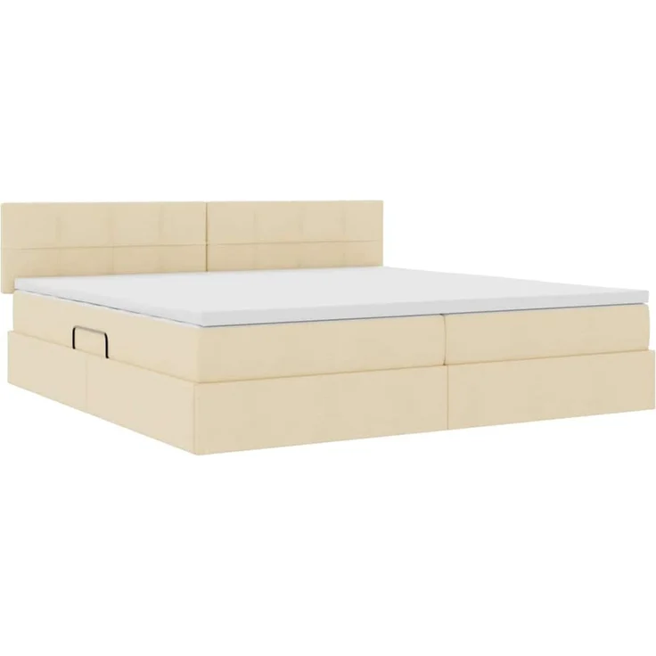 vidaXL LED-Speicherbett mit Matratze Creme 200 x 200 cm Stoff 3371170 – Bild 6