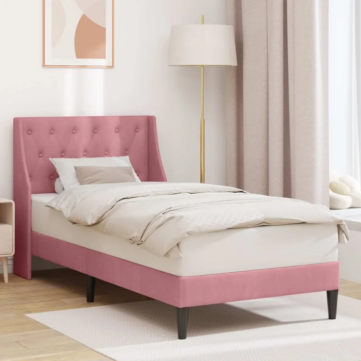 vidaXL Bettrahmen mit Kopfteil Rosa 100x200 cm Samt 42027409