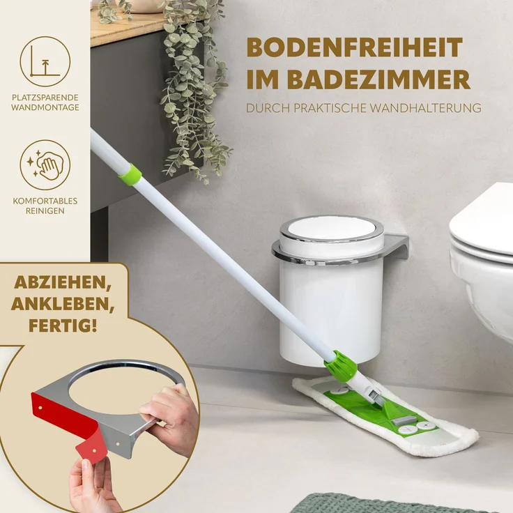 bremermann Kosmetikeimer SAVONA inkl. Wandhalterung 5,5 Liter Kunststoff, rund weiß – Bild 3