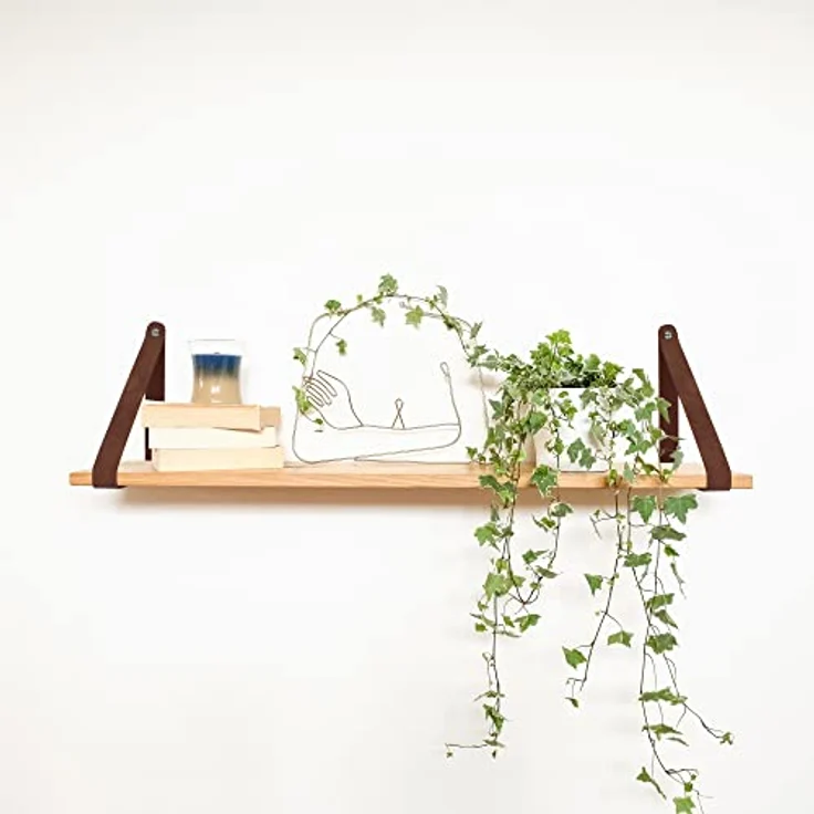 Natural Goods Berlin Wandregalhalter Marzahn, 2-tlg, Regalträger Wandhalter Bücherkonsole Küchenablage veganes Kunstleder – Bild 4