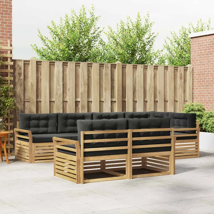 vidaXL Outdoor-Sofagarnitur 7 stk. 7-Sitzer Weiß und Anthrazit 3390647