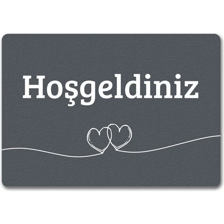 speecheese Fußmatte Fußmatte Hosgeldiniz türkisch in dunkelgrau mit Herzen Willkommen – Bild 5