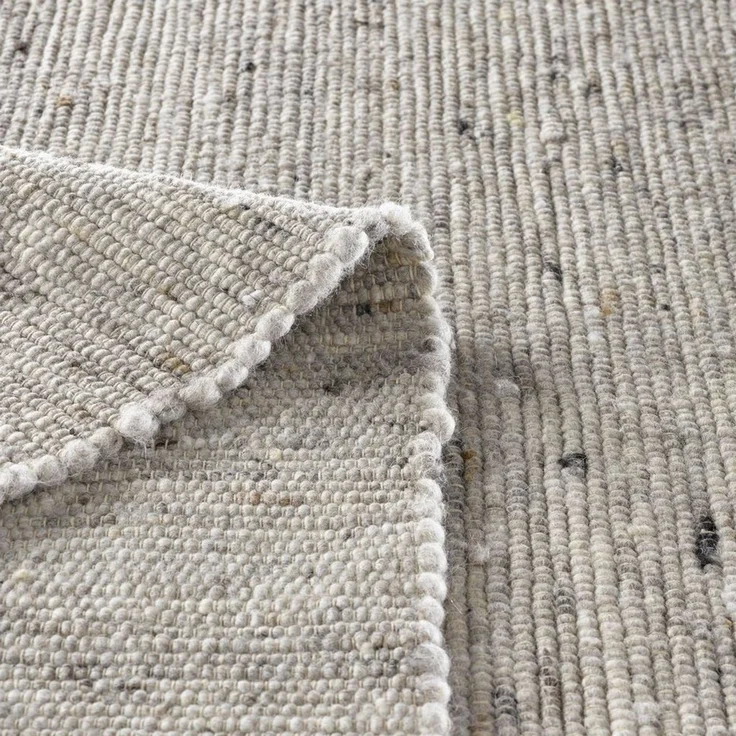 TaraCarpet Wollteppich TaraCarpet Handwebteppich Malmoe, rechteckig, Höhe: 10 mm, Schurwolle Webteppich h.grau meliert Wohnzimmer Schlafzimmer 070x240 – Bild 4