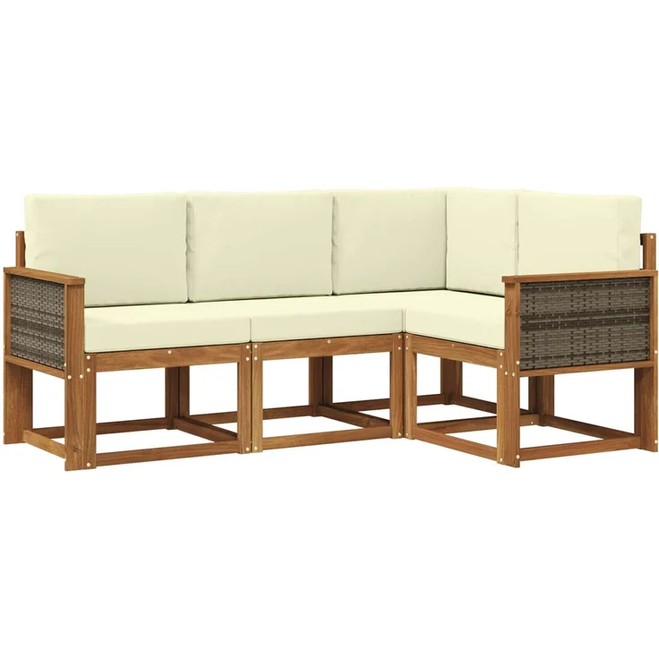 vidaXL Outdoor-Sofagarnitur 4 stk. 4-Sitzer Natur und Creme 3385166 – Bild 2