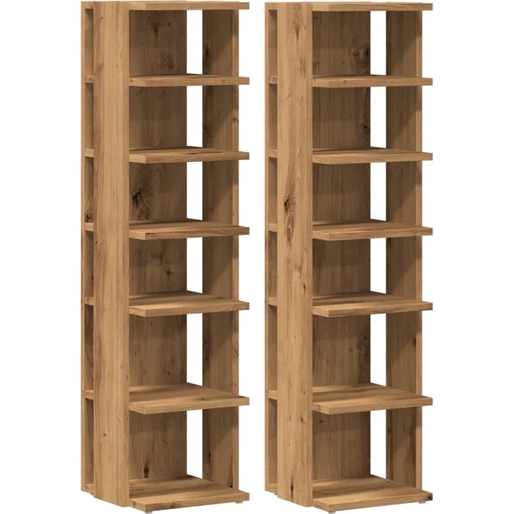 vidaXL Schuhschränke 2 Stk. Artisan-Eiche 28x27x102 cm Holzwerkstoff 856667 – Bild 1