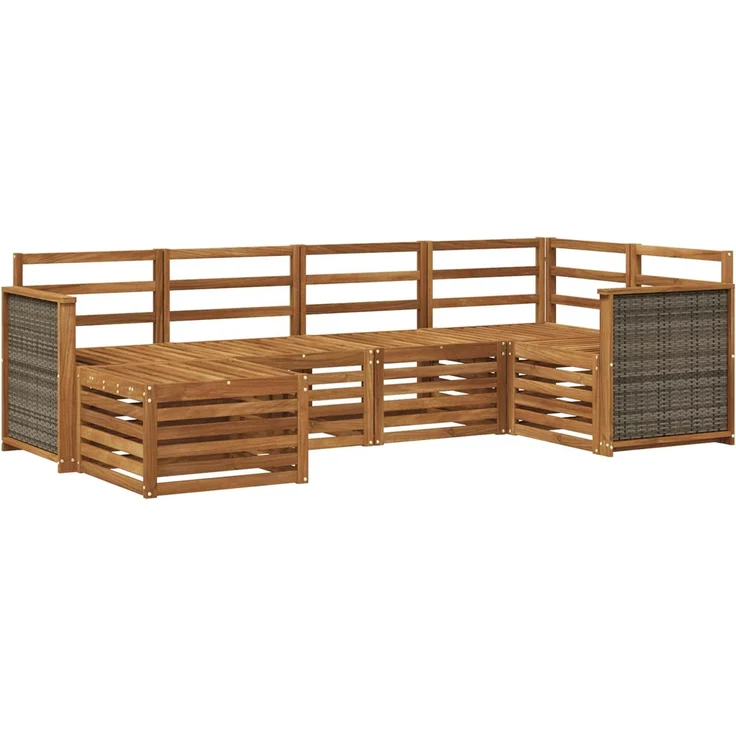 vidaXL Outdoor-Sofagarnitur 6 stk. 5-Sitzer Natur Massivholz Akazie 3384555 – Bild 2