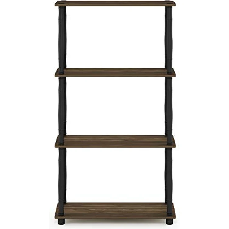 Furinno 4-Ebenen Mehrzweck-Regal mit klassischen Röhren, holz, Columbia Walnut/Schwarz, 29. 46x59. 94x109. 86 cm – Bild 7