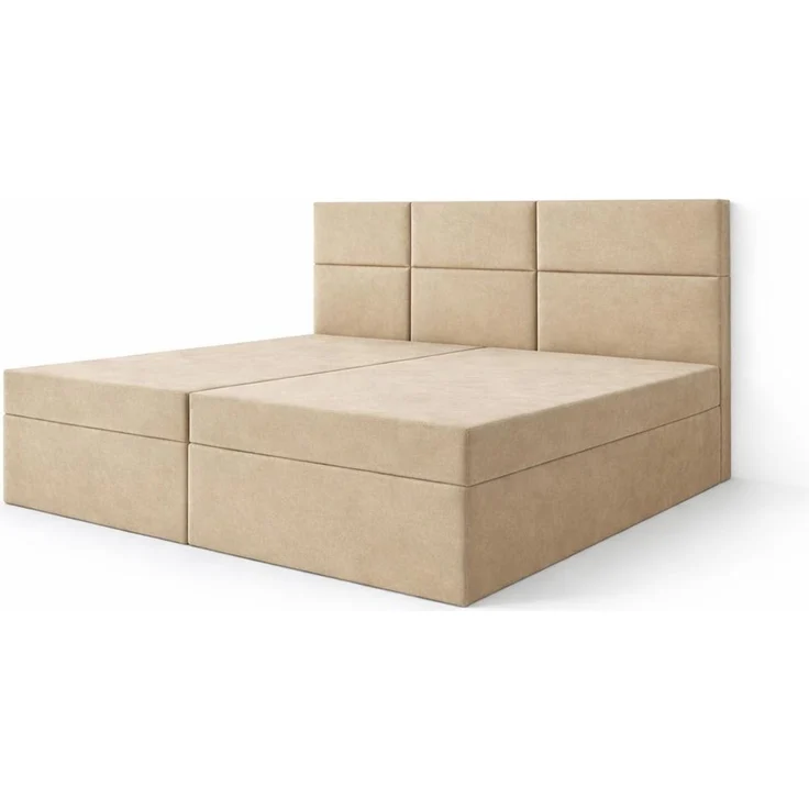 KRISAN MÖBEL Kontinentalbett DREAM2 Beige mit 2 Bettkasten und ergonomischem Topper, Bonell-Federkern Matratze, 140 x 200 cm – Bild 1