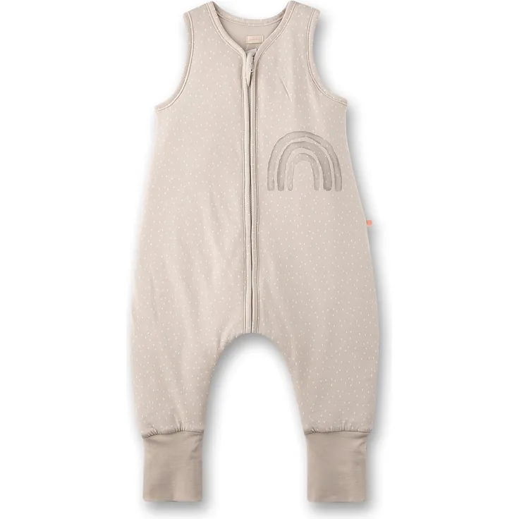 SANETTA Baby-Schlafsack mit Füßen Beige | Praktischer und bequemer Unisex-Schlafsack aus Bio-Baumwolle. Baby-Schlafsack mit Reißverschluss und Regenbogen-Print | Baby Sleeping Bag