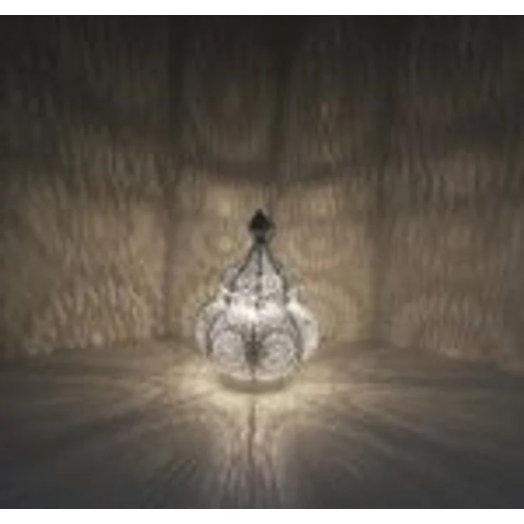Orientalische Tischlampe Fahid LN2080 – Shabby Weiß-Gold, Handgefertigte Bodenlampe aus Metall, 30 cm Höhe x 18 cm Durchmesser – Bild 3