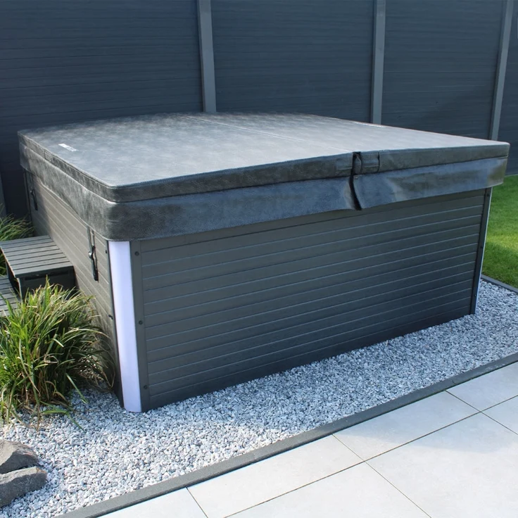 HOME DELUXE Outdoor Whirlpool mit Treppe und Thermoabdeckung STREAM BIG - 207 x 207 cm für 5 Personen – Bild 3