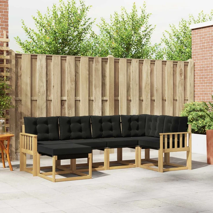 vidaXL Outdoor-Sofagarnitur 6 stk. 6-Sitzer Weiß und Schwarz 3389642 – Bild 1
