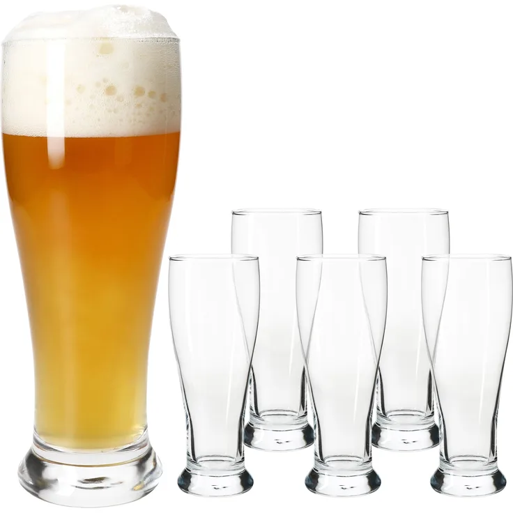 6x Baby-Weizenbiergläser klar 0,3L Weißbier-Glas klein Hefeweizen Bier-Glas