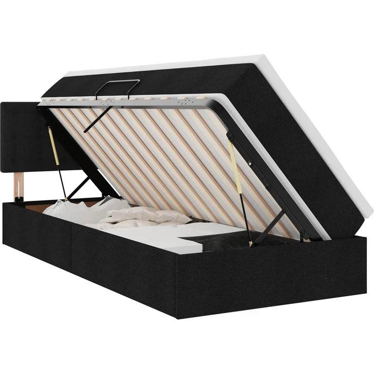 vidaXL LED-Speicherbett mit Matratze Schwarz 90 x 190 cm Stoff 3371240 – Bild 2