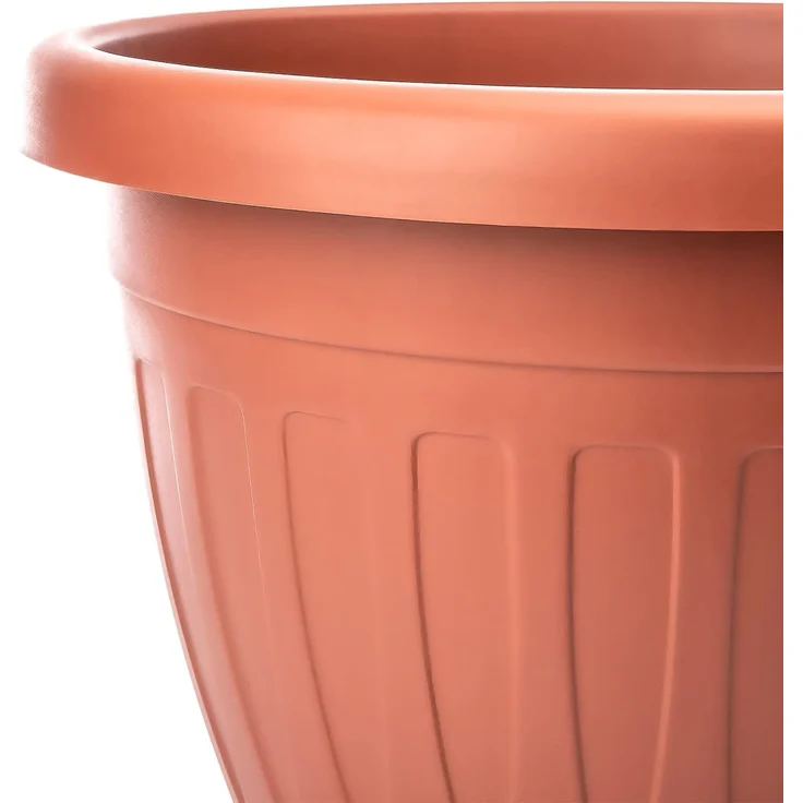 BigDean 3X Blumentopf mit Untersetzer rund ø33xH25 cm Terracotta - wetterfester Pflanzkübel - Wasserablauf UV-beständig aus bruchsicherem Kunststoff - Innen + Außen geeignet - Made in Europe – Bild 5