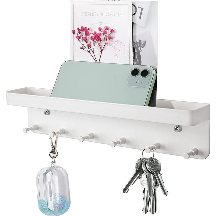 Refined Living Schlüsselbrett Schlüsselbrett mit Ablage,Selbstklebend Schlüsselhalter ohne Bohren, (Modern Schlüsselboard Schlusselhanger Schlüssel Aufbewahrung, 1 St, Schlüsselleiste Wandorganizer Hakenleiste mit 6 Haken), Schlüsselaufbewahrung,Heimde... – Bild 2