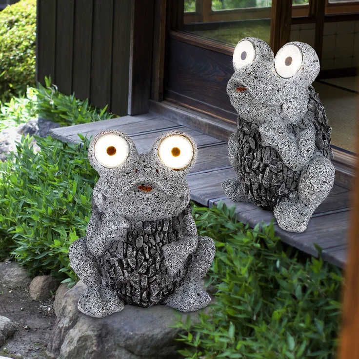 2er Set LED Solarleuchte, Frosch, grau, Höhe 21 cm – Bild 6