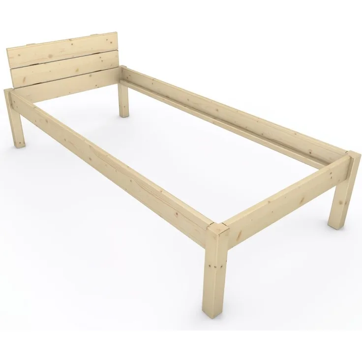 Pfostenbett "metallarm" Fichte Holzbett "Daybett" 100 x 220cm 48cm Einzelbett
