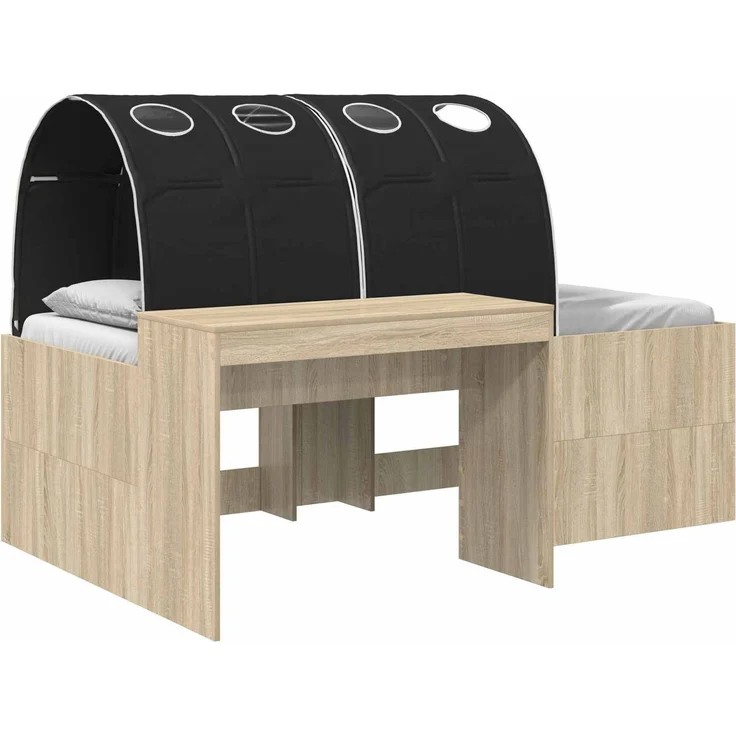 vidaXL Bett mit Tunnel 3 Stk. Artisian Eiche und Schwarz Holzwerkstoff 3423664 – Bild 2