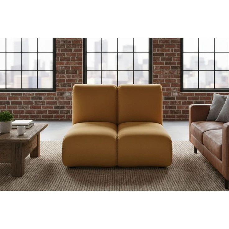 KAWOLA Sessel LAYLA Sitzelement Velvet gelb 74 x 99 x 92 cm – Bild 6