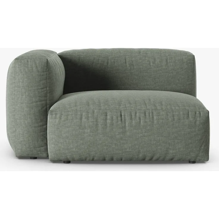 Micadoni Eckmodul mit Armlehne Martina 1-Sitzer 90cm Sitztiefe Strukturierter Stoff Boston Moosgrün Links
