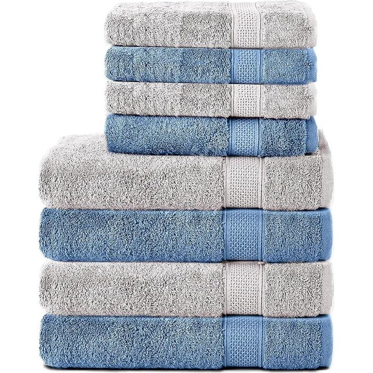 Komfortec Handtuch Set 100% Baumwolle, 4 Badetücher 70x140 und 4 Handtücher 50x100 cm, Frottee (Packung, 8-St), Badehandtuch & XXL Saunatuch, Weich, Towel, Groß