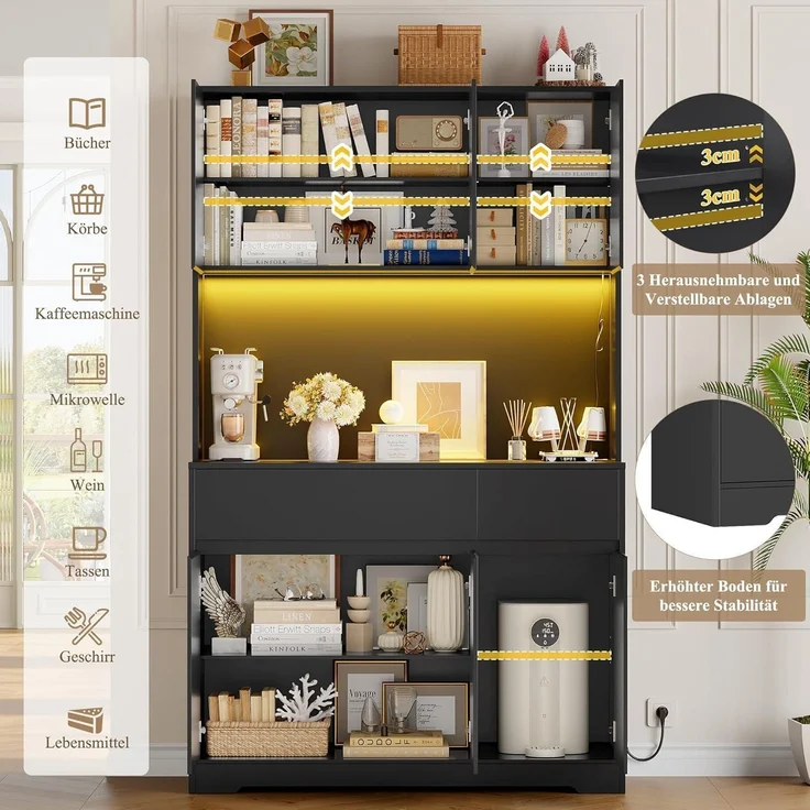 Küchenschrank Buffetschrank mit LED und Steckdose – Bild 5