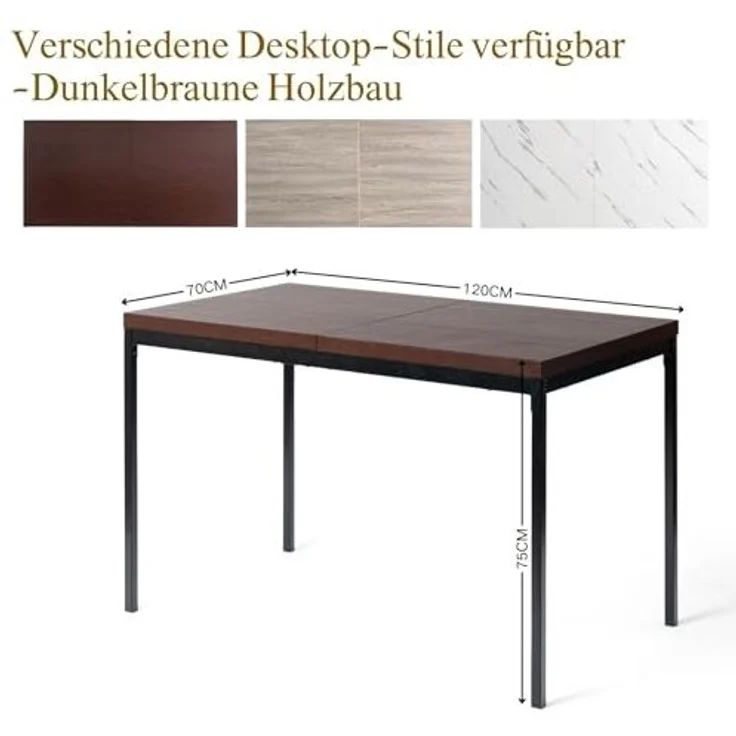 FurnitureR Campingtisch Klapptisch 120 x 70 x 75 cm | Stabil & transportfreundlich | 3,8 cm Platte | Metallbeine schwarz | Outdoor Tisch – Bild 2