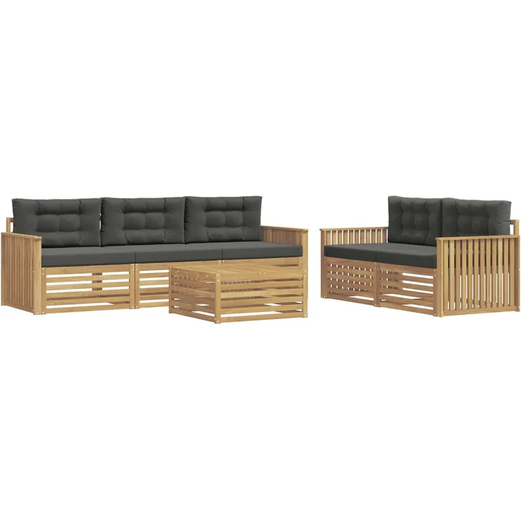 vidaXL Outdoor-Sofagarnitur 6 stk. 5-Sitzer Weiß und Anthrazit 3390042 – Bild 2