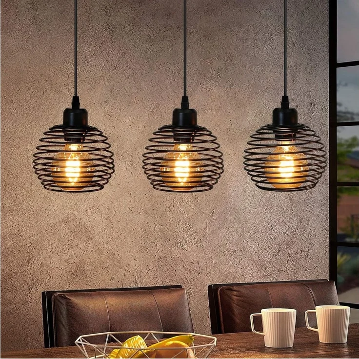 Nettlife Pendelleuchte Schwarz Esstisch Vintage Metall E27 Hängelampe Retro Hängeleuchte, LED wechselbar, für Esstisch Küche Esszimmer Wohnzimmer Arbeitszimmer Büro – Bild 1