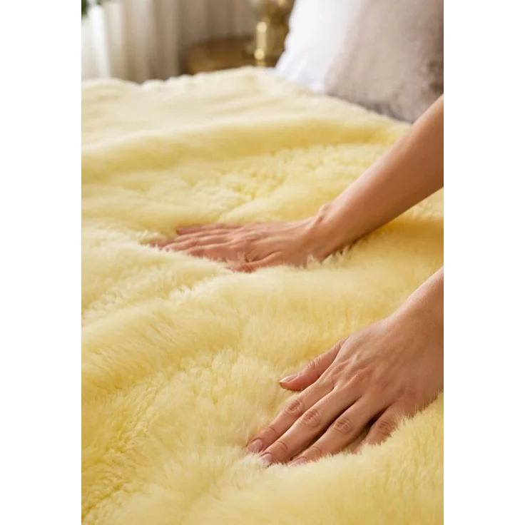 Bettauflage 120 x 60 cm aus Lammfell pflanzliche Gerbung – Bild 2
