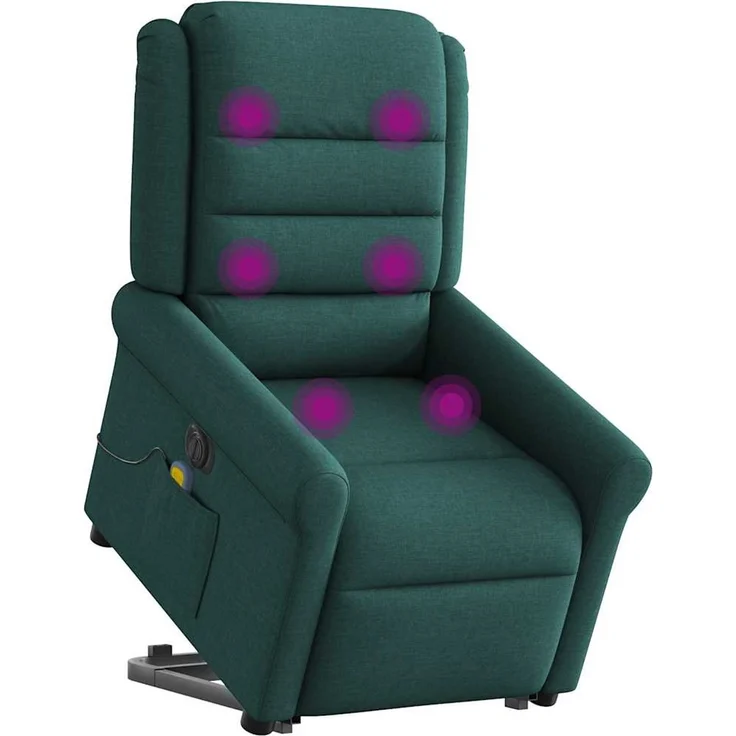 vidaXL Elektrischer Massagesessel mit Aufstehhilfe Dunkelgrün Stoff 3303350 – Bild 2