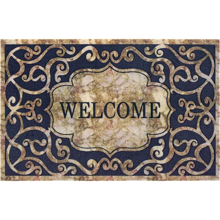 Fußmatte Welcome Ornamente, Teppich Boss, rechteckig, Höhe 6 mm, In/- Outdoor geeignet, Schriftzug, 3D Optik, Robust, Pflegeleicht, beflockt