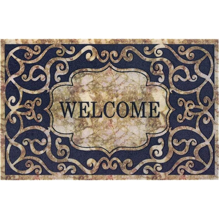 Fußmatte Welcome Ornamente, Teppich Boss, rechteckig, Höhe 6 mm, In/- Outdoor geeignet, Schriftzug, 3D Optik, Robust, Pflegeleicht, beflockt – Bild 1
