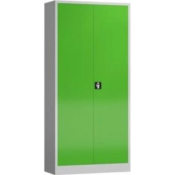 Aktenschrank Metallschrank 2 Türen 4 Fachböden 194,5 x 92 x 42 cm lichtgrau/gelbgrün – Bild 5