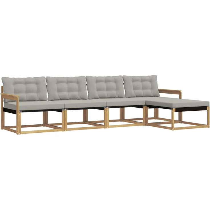 vidaXL Outdoor-Sofagarnitur 5 stk. 5-Sitzer Weiß und Hellgrau 3388581 – Bild 2