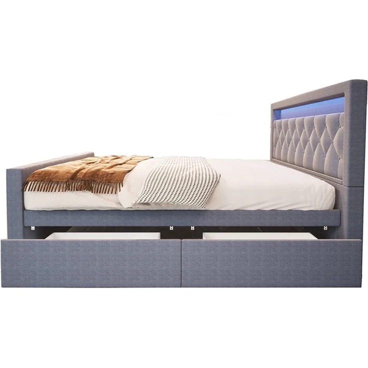 HOME DELUXE Polsterbett inkl. Matratze und Topper VELARA - 180 x 200 cm Dunkelgrau – Bild 4