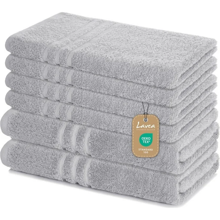 Lavea Handtuch Set Elena, Duschtücher, Handtücher, Gästetücher, Waschhandschuhe, 100% Baumwolle (Set, 6-St), Frottierserie, weich & saugstark, pflegeleicht, 500 g/m² Frottier – Bild 1