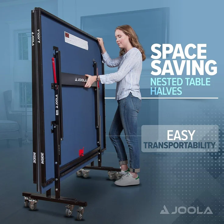 JOOLA Tischtennisplatte Inside 15 Indoor Tischtennistisch klappbar – Schneller Aufbau inklusive Netz, blau, 274 x 152,5 x 76 cm – Bild 3