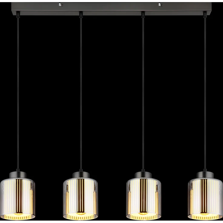 Hängeleuchte, schwarz-chrom, Glas, verchromt, H 120 cm – Bild 5